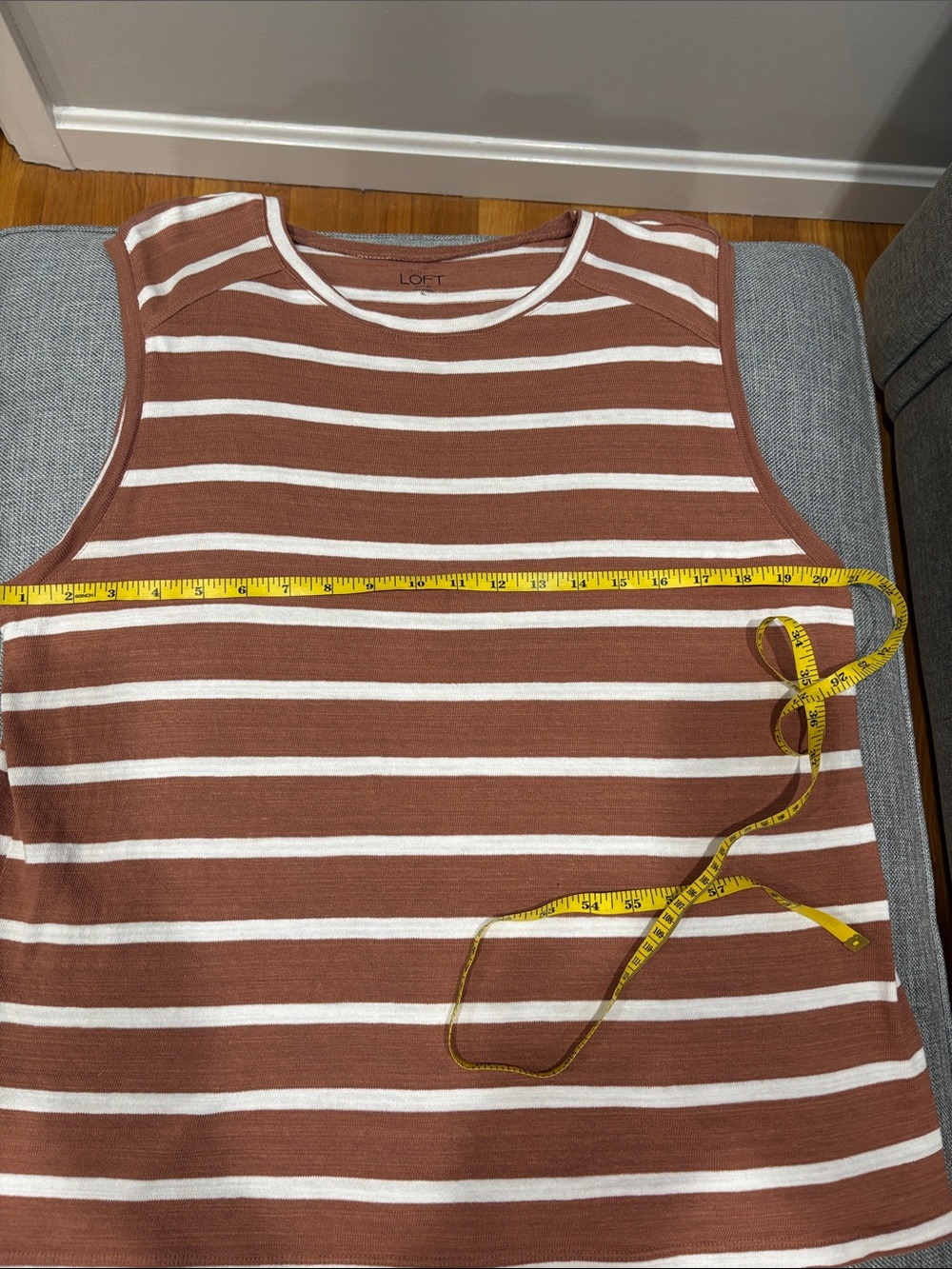 LOFT Brown and White Striped Sleeveless Knit Tank Sweater XL - Picture 3 of 6